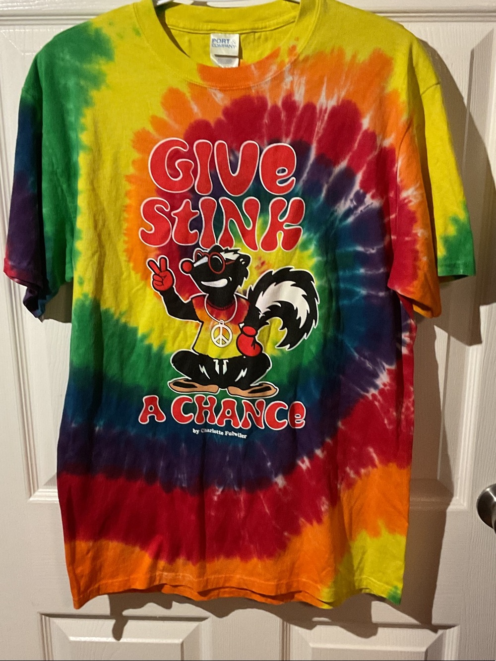 Port and Company Tie-Dye "Give Stink a Chance" Graphic Tee - Rainbow